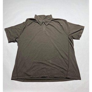 REI Polo Shirt Mens Large Gray Brown Short Sleeve Hiking Outdoors Casual Adult.
